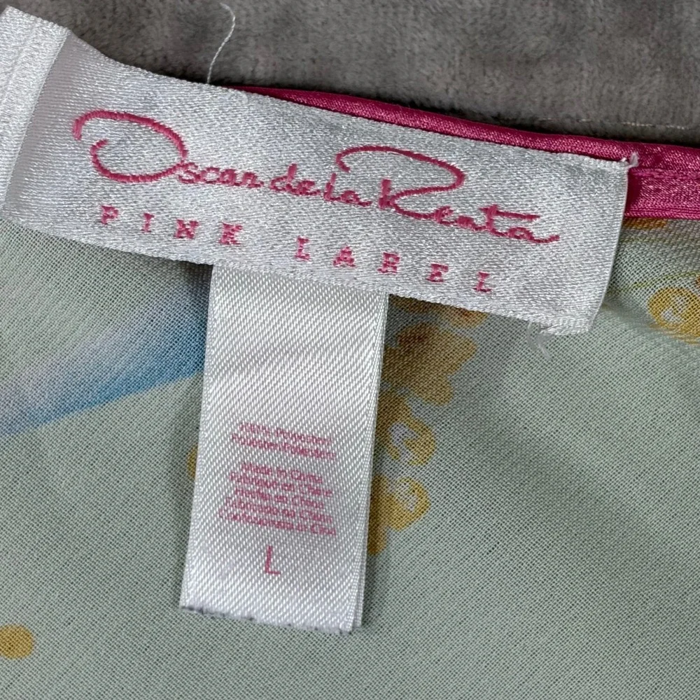 Oscar de la Renta Pink Label Floral Robe and Nightgown Set Mint Green Large XL